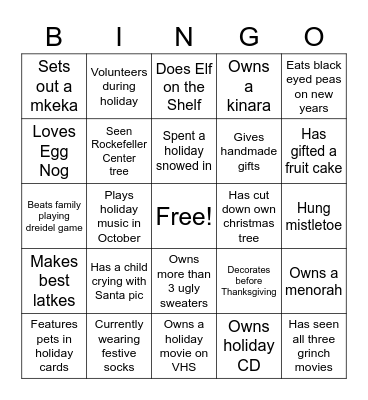 MoneySolver Holiday Bingo Card