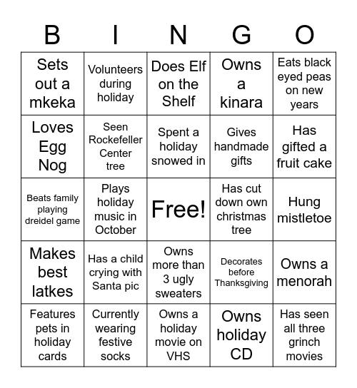 MoneySolver Holiday Bingo Card