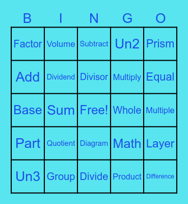 Math Bingo!!! Bingo Card