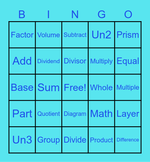 Math Bingo!!! Bingo Card