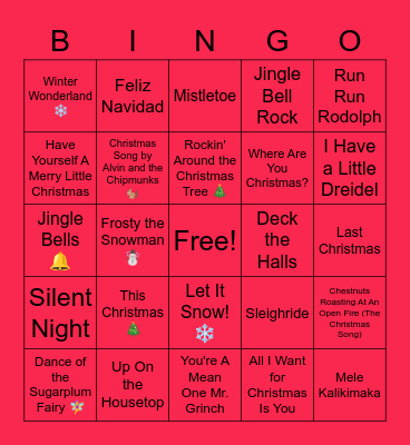 🎶 Winter/Holiday Themed Music Bingo🎶 Bingo Card