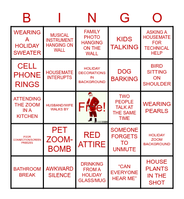 Advancement Holiday BINGO Card