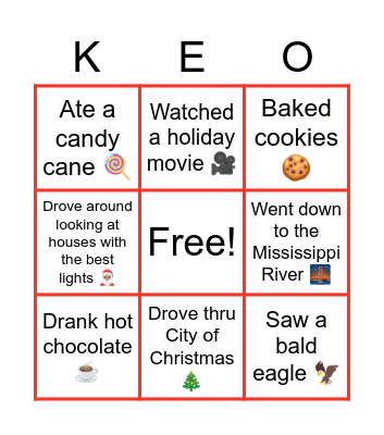Keokuk Holiday Bingo Card