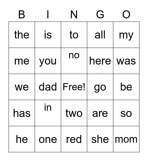 Lexia sight words lvl5 Bingo Card