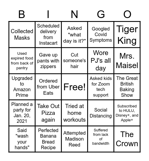 2020 Bingo Card