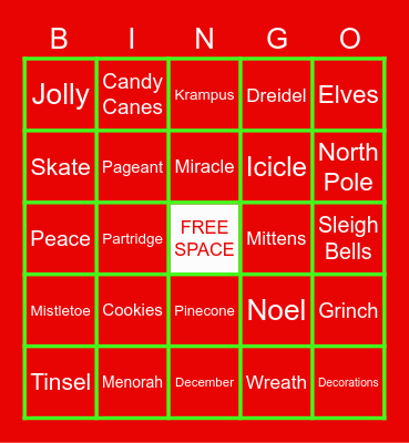 **Holiday Bingo 2020** Bingo Card