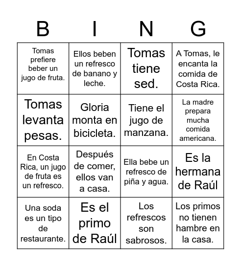 Video historia 3B Bingo Card