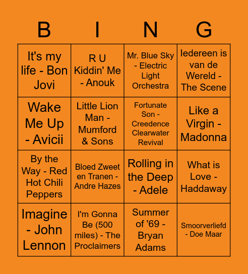 JHF muziekbingo Card
