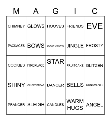 CHRISTMAS MAGIC Bingo Card