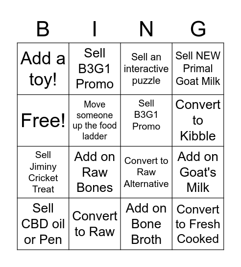 Food Conversion BINGO! Bingo Card