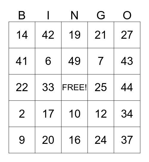 Ms. Berman's Division Bingo Card