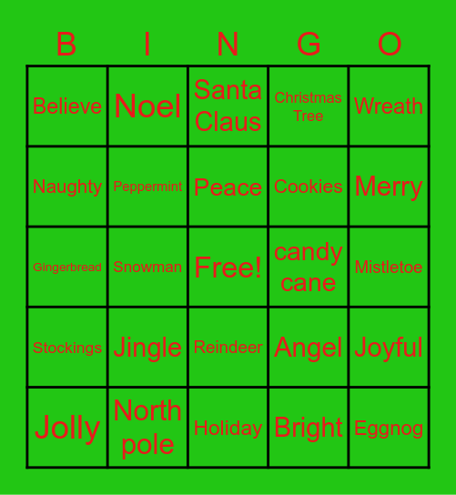 Christmas Bingo Card