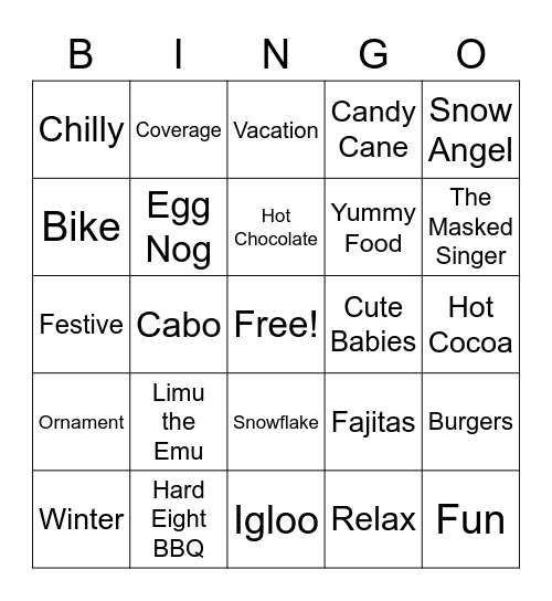 Liberty Holiday Bingo Card