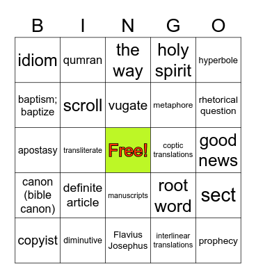 JW Library Glossary: Accurate Teaching Bingo Card