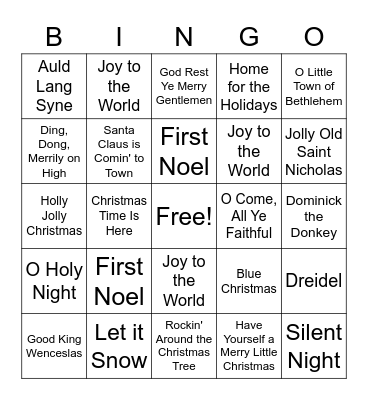 HOLIDAY MUSIC Bingo Card