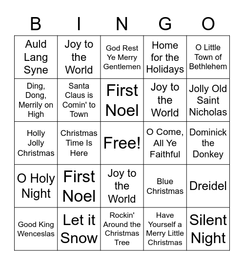 HOLIDAY MUSIC Bingo Card