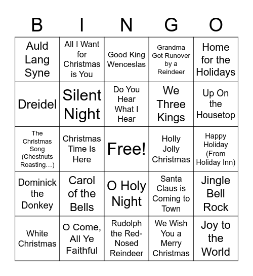 HOLIDAY MUSIC Bingo Card