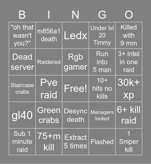 Labs bingo Card