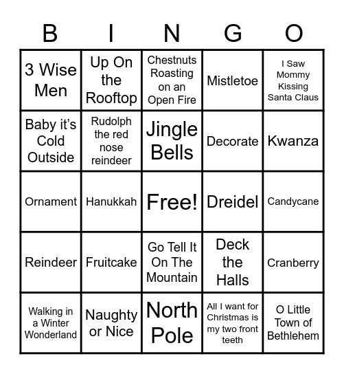 Holiday Bingo Card