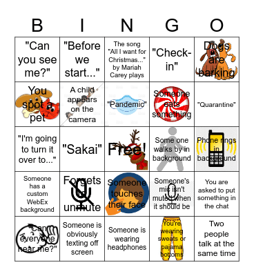 Virtual Holiday Bingo Card