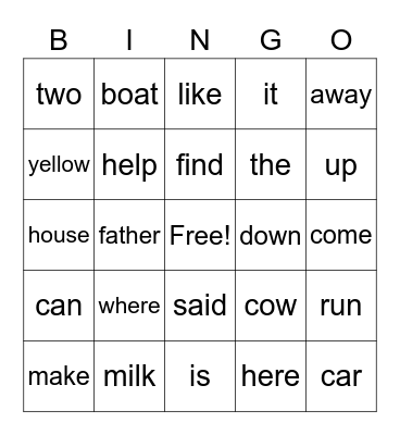 1k-2 Bingo Card