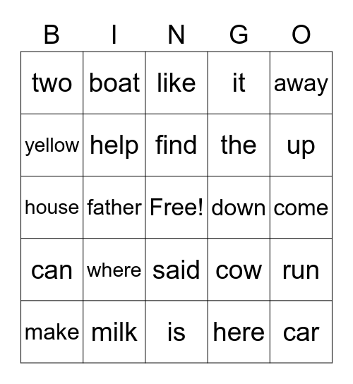 1k-2 Bingo Card