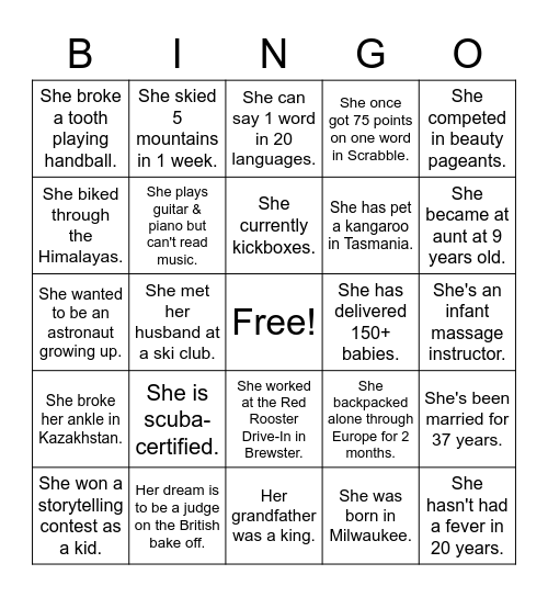 Prayer Course Christmas Bingo Card