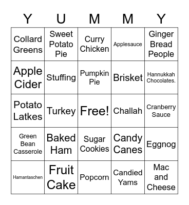 Holiday Snacks Bingo Card