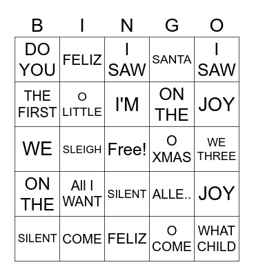 CHRISTMAS SONGS Bingo Card