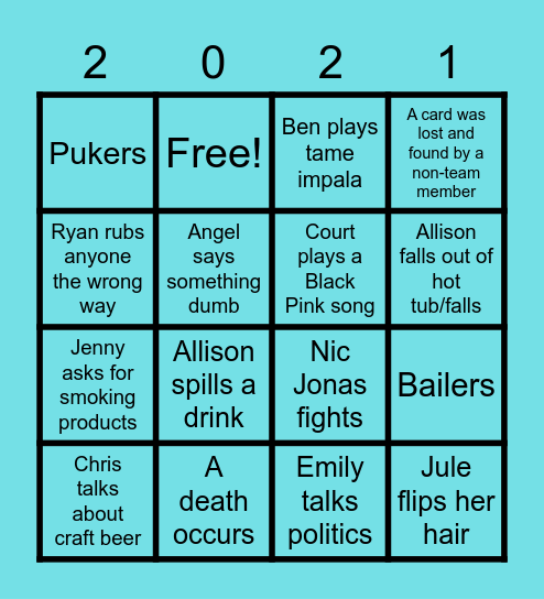 2021 BINGO!! Bingo Card