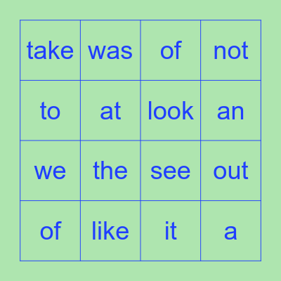 Sight Words! Bingo Card