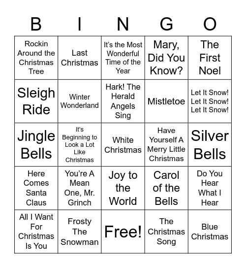 Christmas Bingo Card