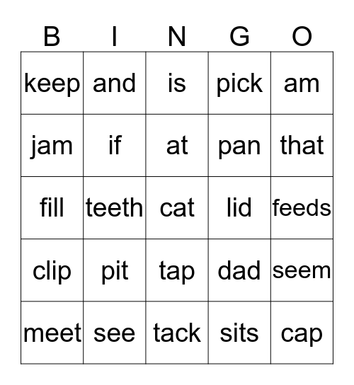 Dec B1 lesson  Bingo Card