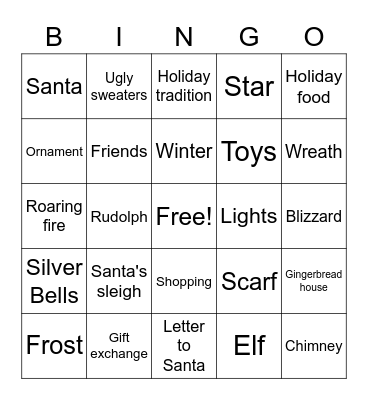 Holiday Bingo Card