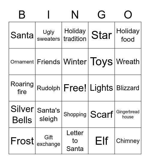 Holiday Bingo Card