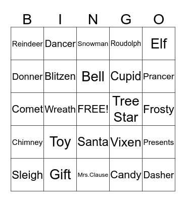 Christmas  Bingo Card