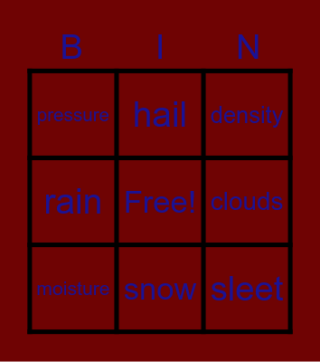density Bingo Card