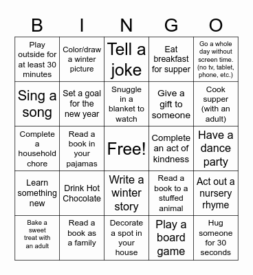 Winter Bingo Card