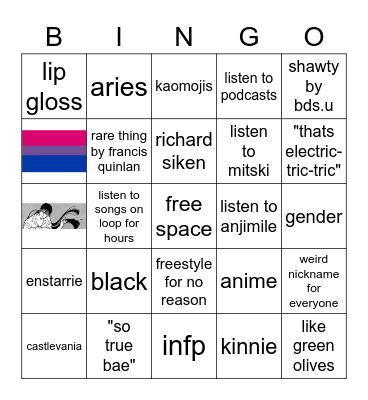 v kinnie Bingo Card
