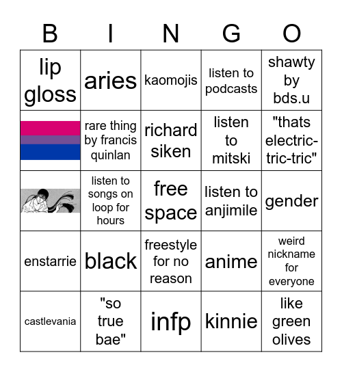 v kinnie Bingo Card
