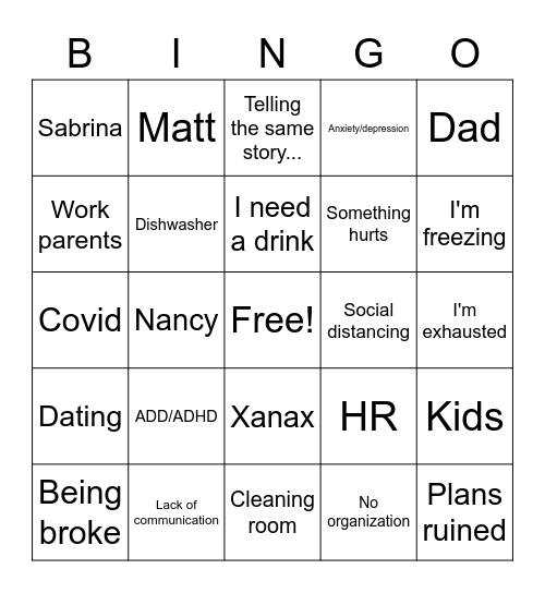 What is it now? Bingo Card