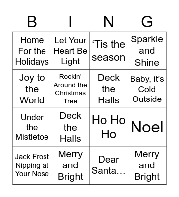 Holiday Bingo! Bingo Card