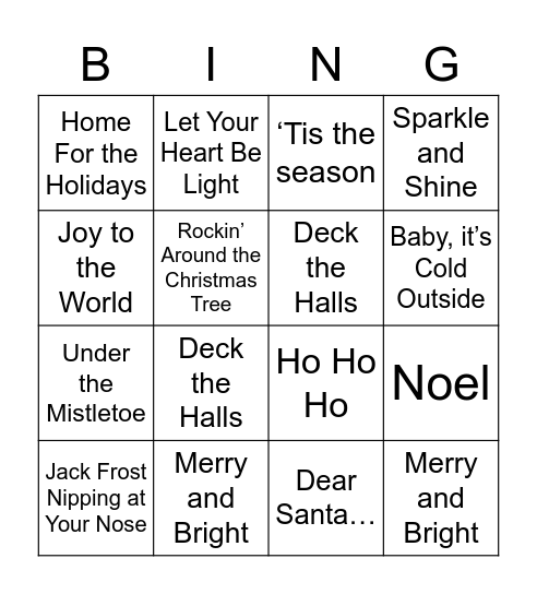 Holiday Bingo! Bingo Card