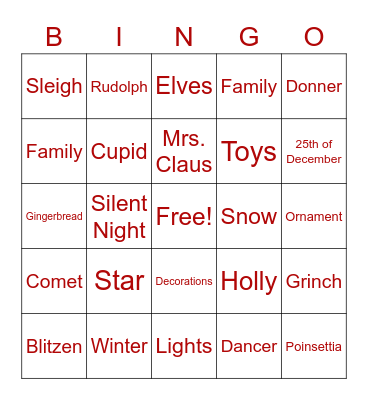 Christmas Bingo Card