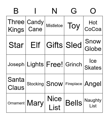 Yuletide Tea Bingo Card