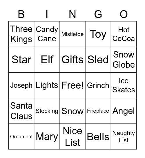 Yuletide Tea Bingo Card