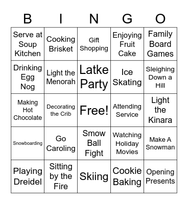 Holiday Fun Bingo Card