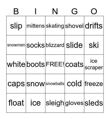 Winter Wonderland of Snow Bingo Card