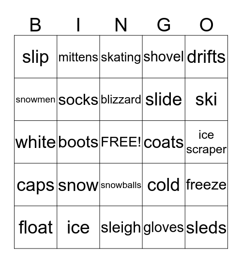 Winter Wonderland of Snow Bingo Card