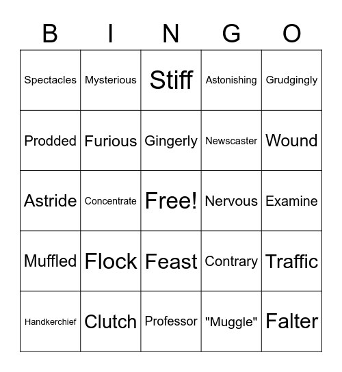 Vocab Bingo #4 (Harry Potter) Bingo Card